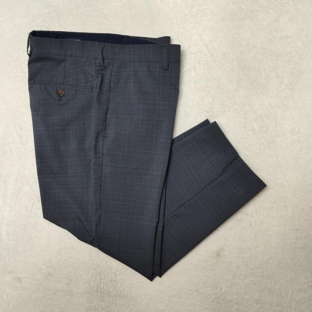 JCrew Pants Mens 33x24 Blue Plaid Slim Thompson Wool Dress Slacks Work Suit